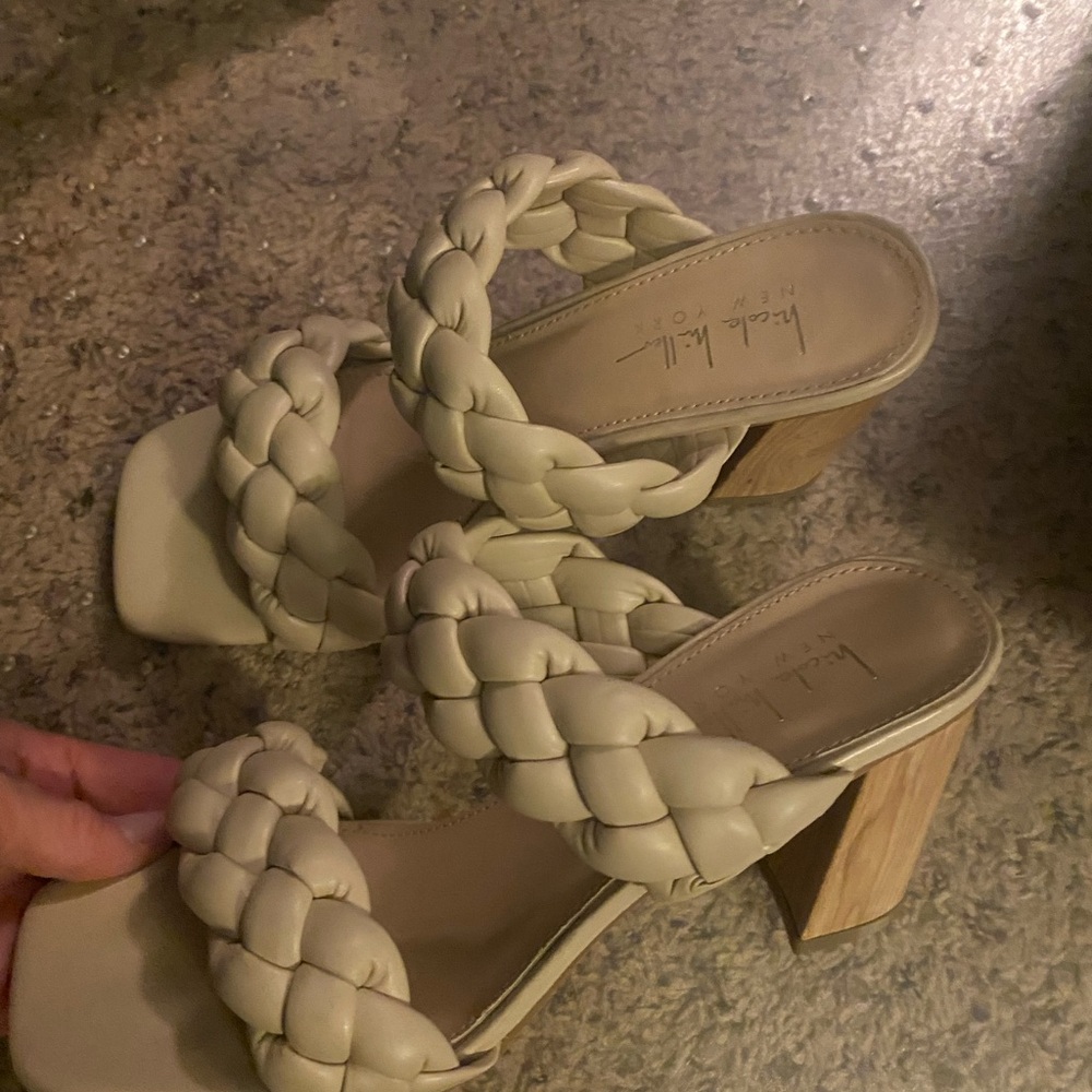 Braided Cream Heeled Sandals